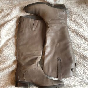 grey real leather boots